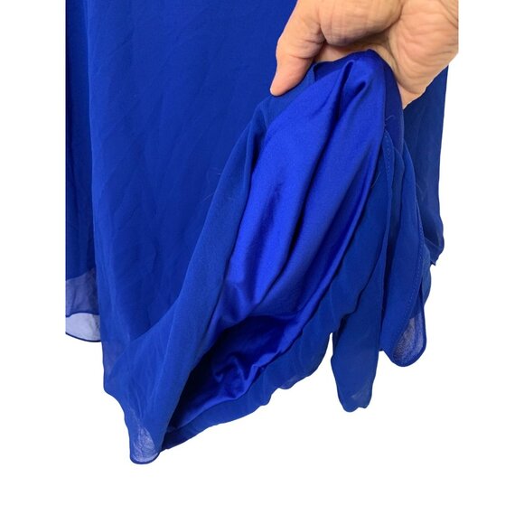 Halston Heritage Mini Evening Chiffon Cape Overlay Dress Size 6 RA10712 NWD $375 - Picture 12 of 15